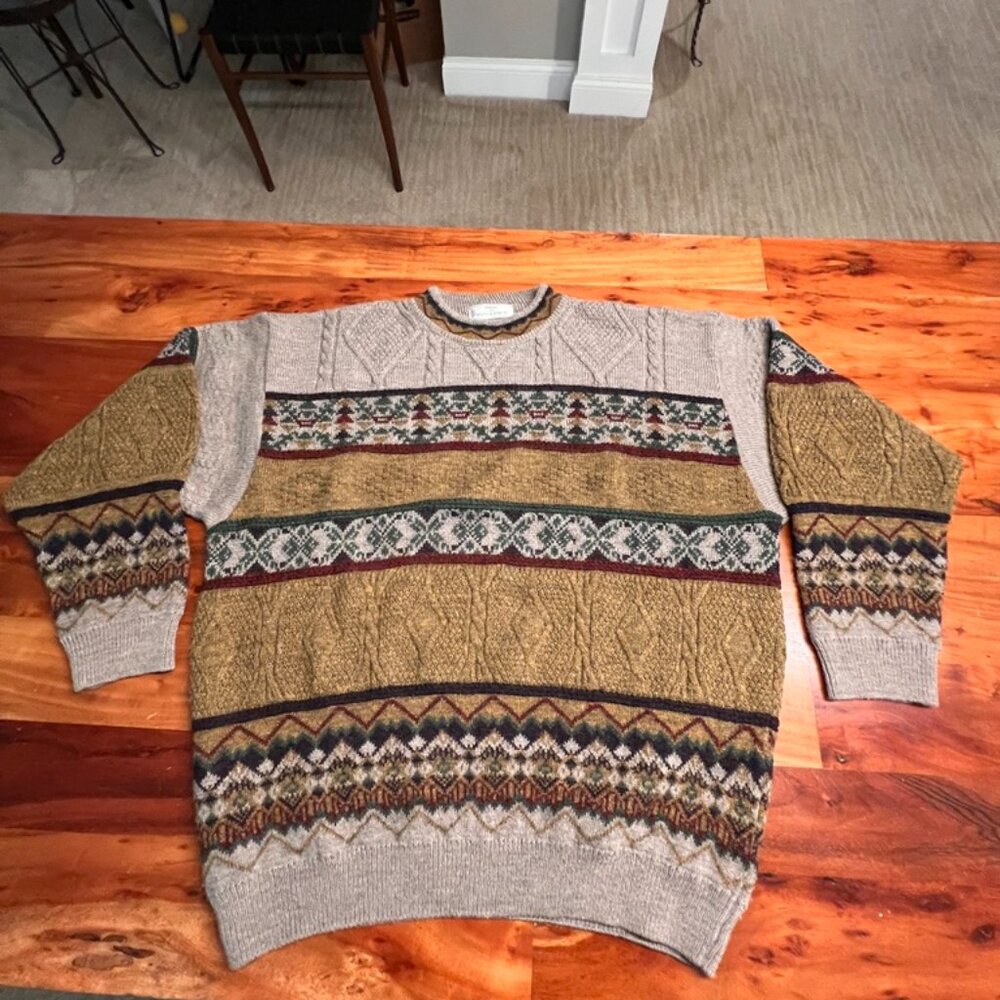 Vintage Mens Marks & Spencer Wool Blend Knit Sweater 90s Retro Grandpa